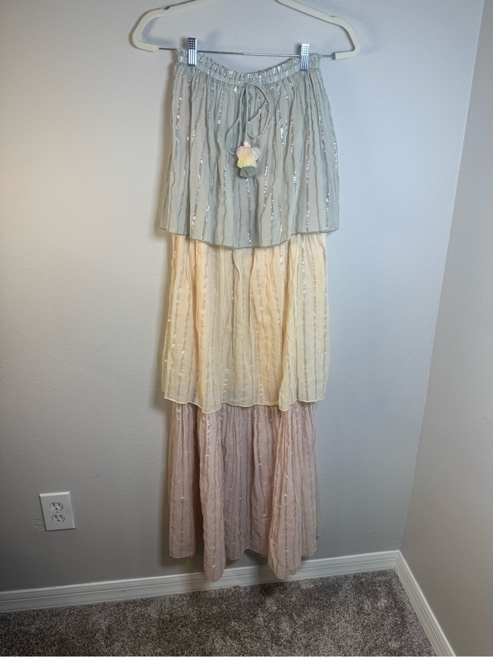 NWT PQ Swim Briar Dress in Golden Hour | Tiered Strapless Maxi XS/S